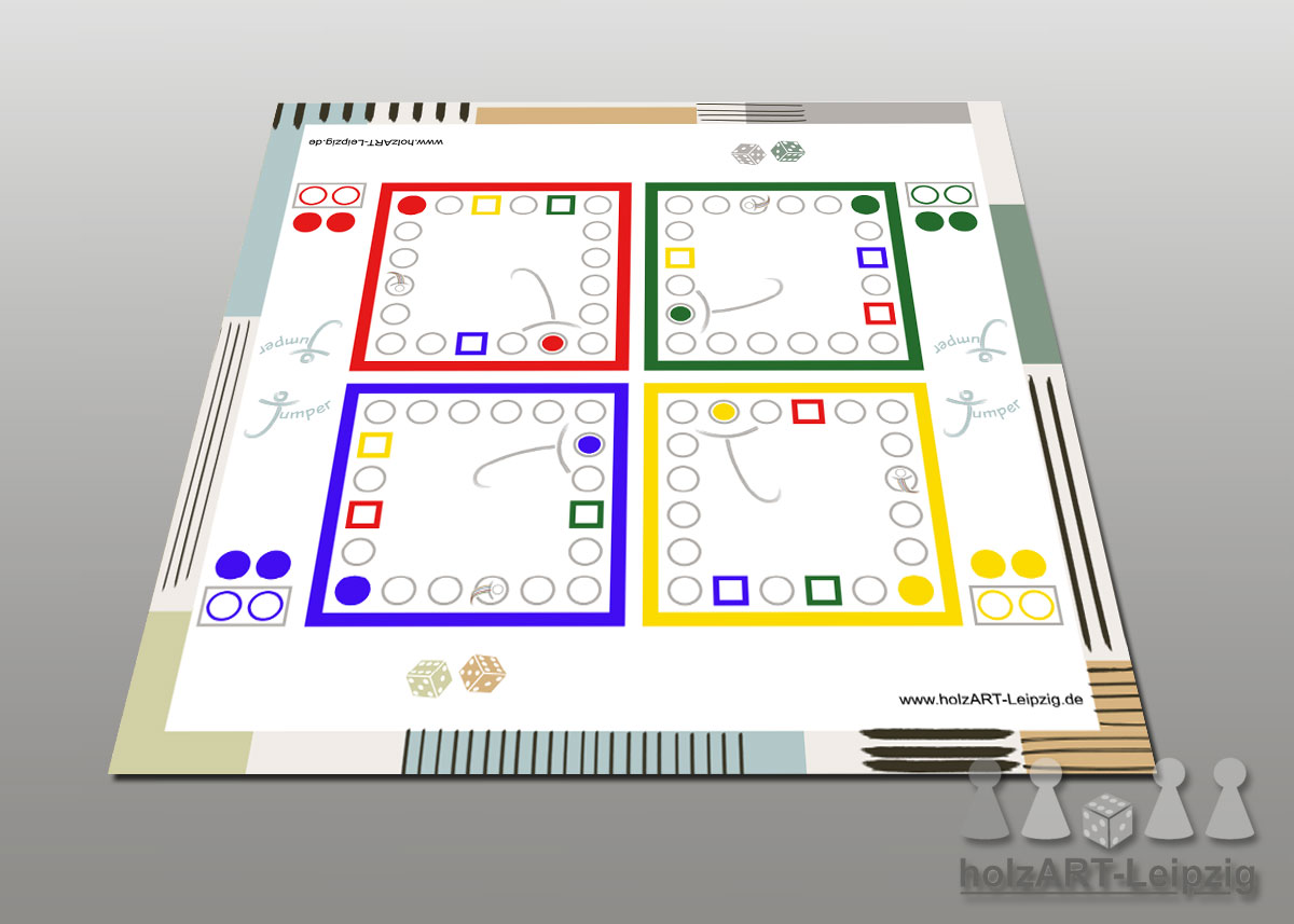 Spielmatte mit 2 Figuren je Farbe