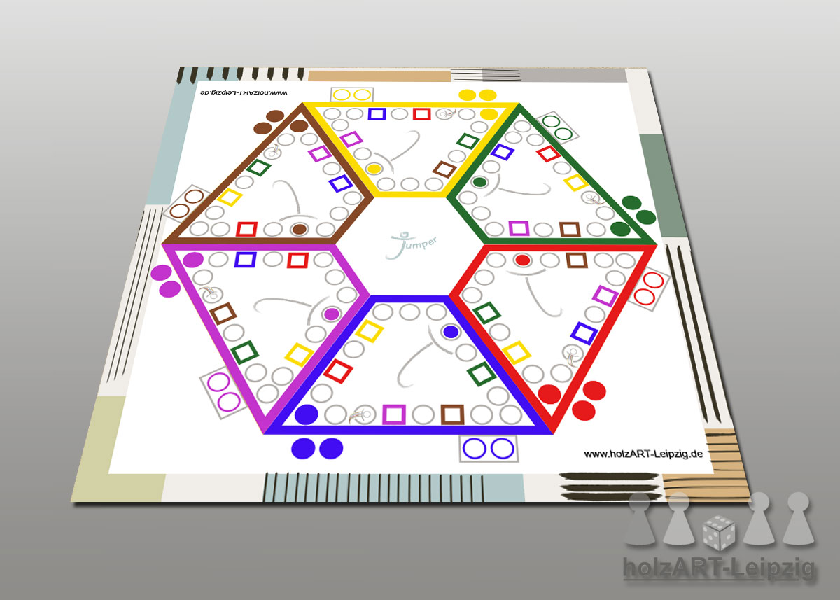 Spielmatte mit 2 Figuren je Farbe