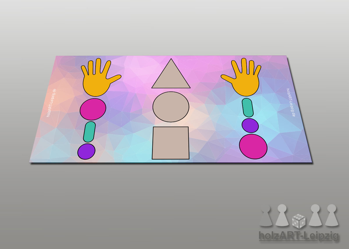 Auf die Hände mit Dreieck/Kreis/Quadrat