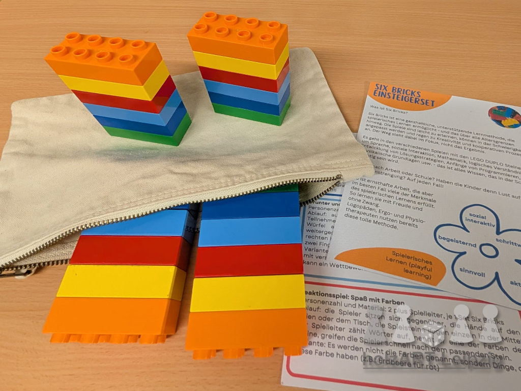 SixBricks - Vierer-Set mit Baumwolltasche